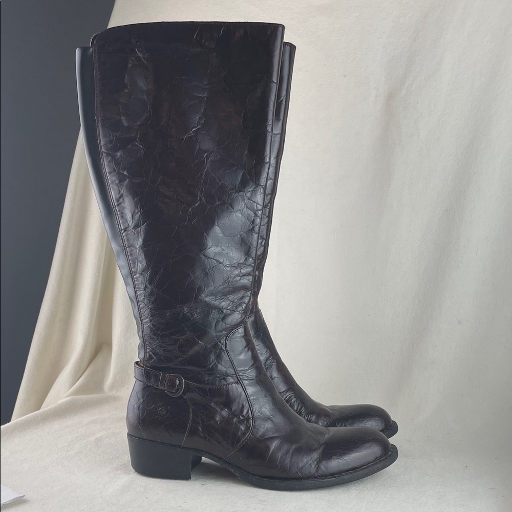 Born Leather Knee-High Deep Burgundy Boots Size 11